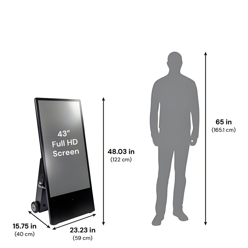Foldable poster display with portable slim screen