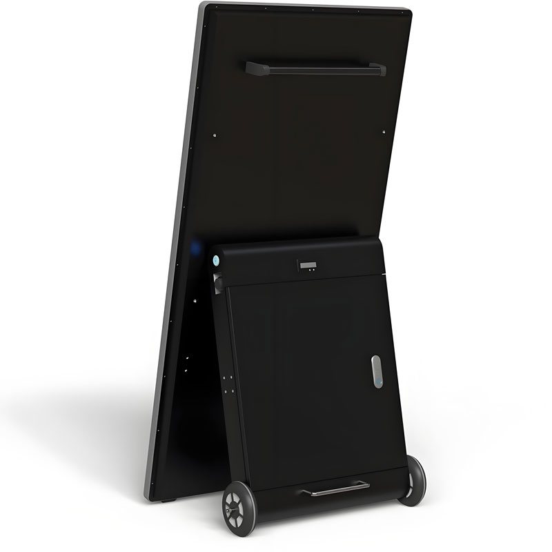 Foldable poster display in floor-standing setup