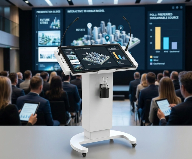 Professor using smart digital podium