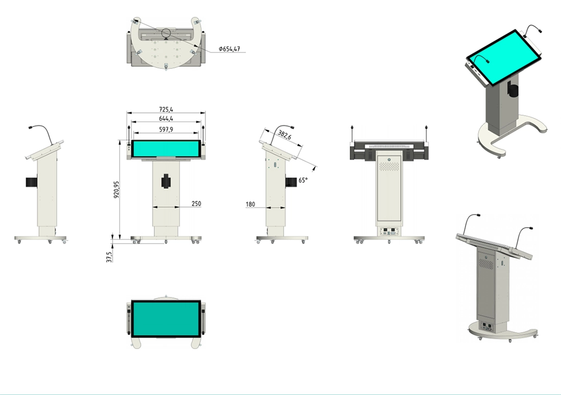 Smart Lectern Technical Dimensions