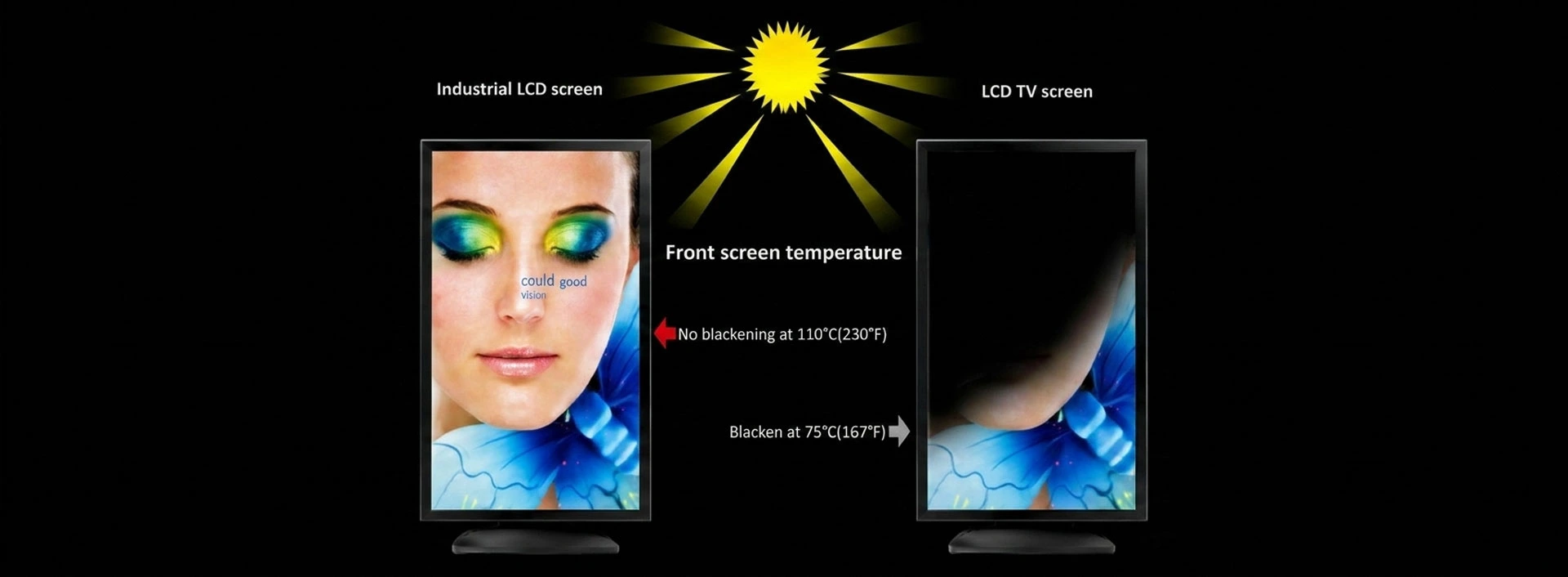 Industrial LCD vs Standard TV Screen Blackening in Sun