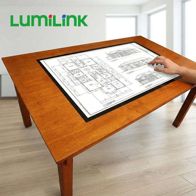 Custom smart desk with built-in touchscreen for collaborative offices